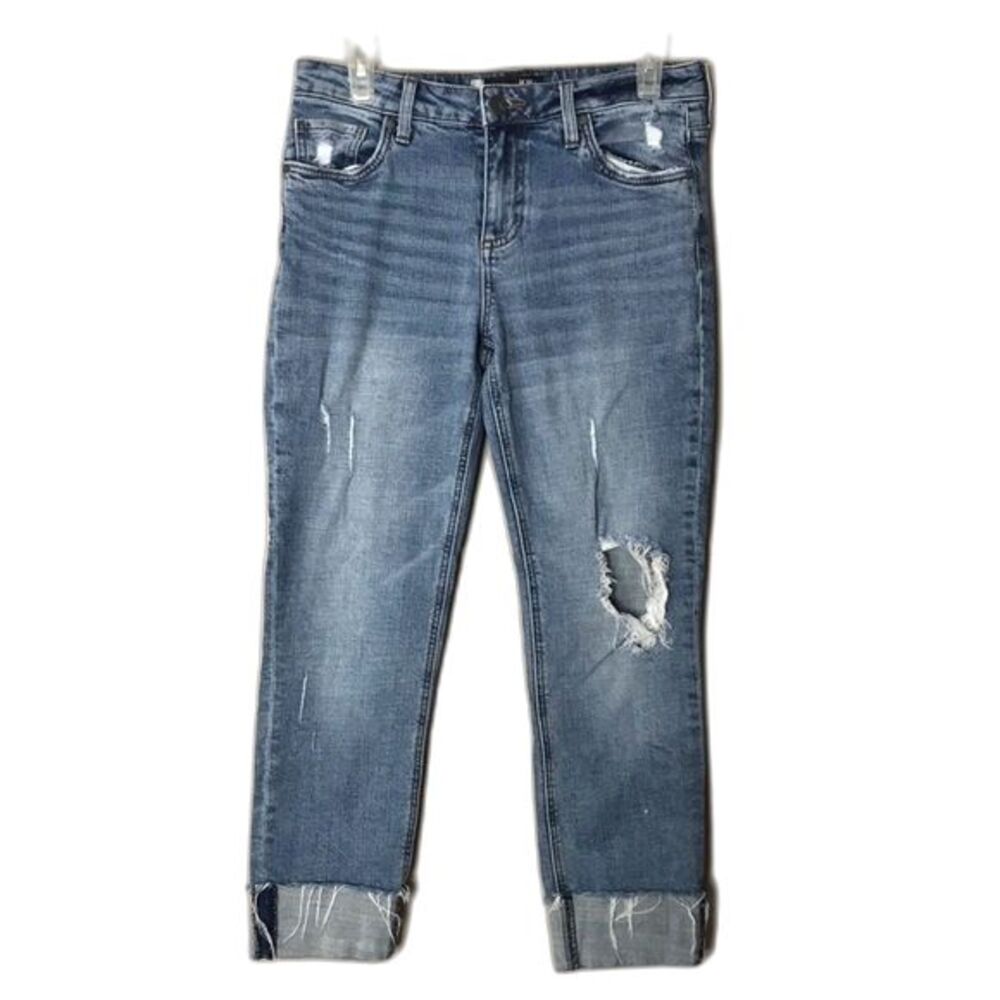 Kut from the kloth Women's Catherine‎ Distressed Boyfriend Cropped Jeans Blue 4